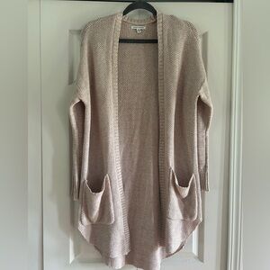 American Eagle Outfitters Cardigan Women’s Size M Beige Knit Pockets Open